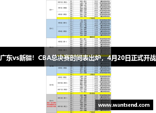 广东vs新疆！CBA总决赛时间表出炉，4月20日正式开战